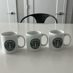 Set of 3 Starbucks 2005 9oz Ceramic White Mugs